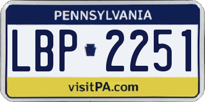 PA license plate LBP2251