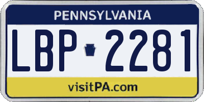 PA license plate LBP2281