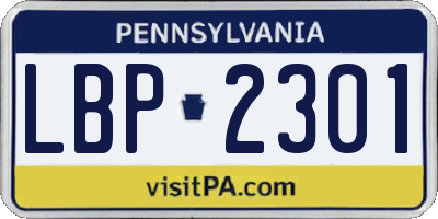 PA license plate LBP2301