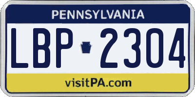 PA license plate LBP2304