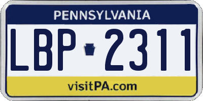 PA license plate LBP2311