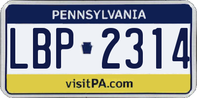 PA license plate LBP2314