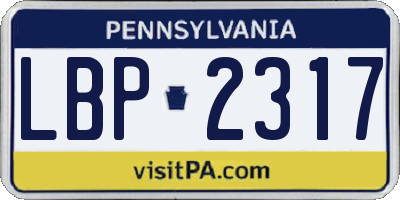 PA license plate LBP2317