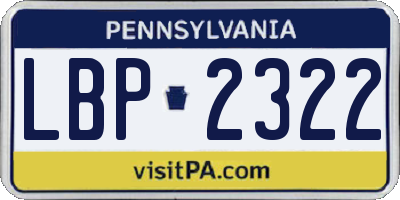 PA license plate LBP2322