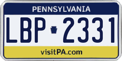 PA license plate LBP2331
