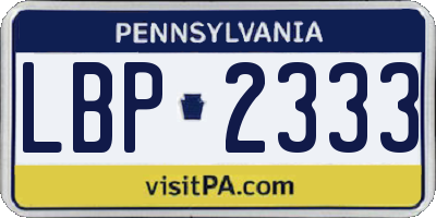 PA license plate LBP2333