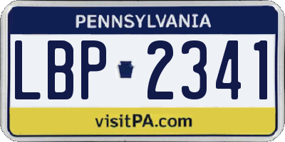 PA license plate LBP2341