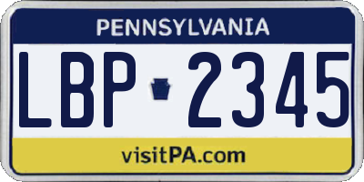 PA license plate LBP2345