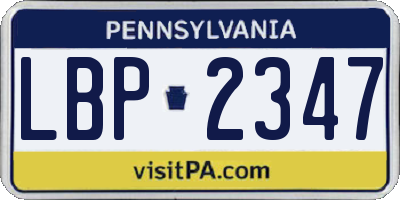 PA license plate LBP2347