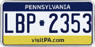 PA license plate LBP2353