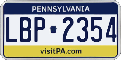 PA license plate LBP2354