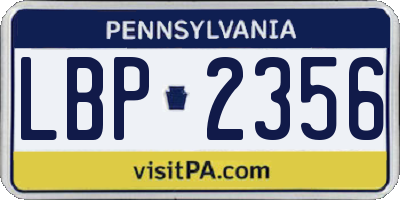 PA license plate LBP2356