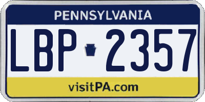 PA license plate LBP2357