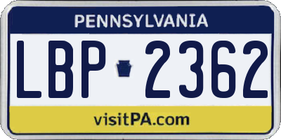 PA license plate LBP2362