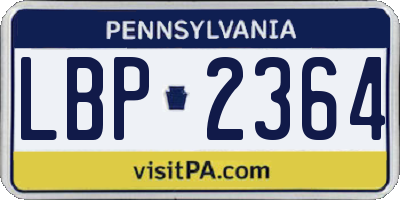 PA license plate LBP2364