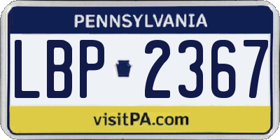 PA license plate LBP2367
