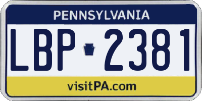 PA license plate LBP2381