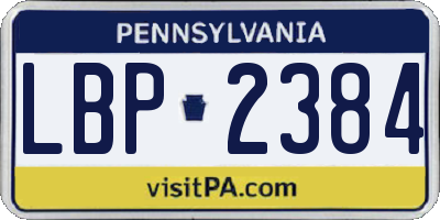 PA license plate LBP2384