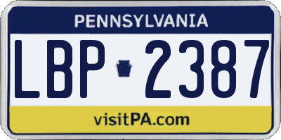 PA license plate LBP2387