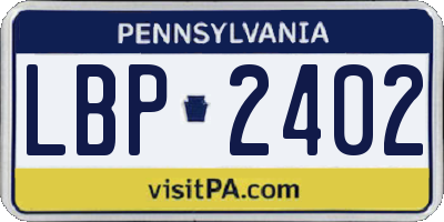 PA license plate LBP2402