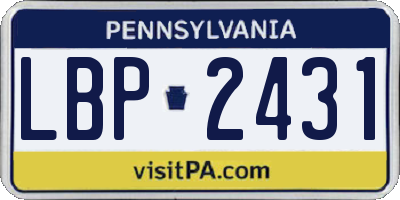 PA license plate LBP2431