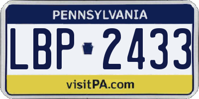 PA license plate LBP2433