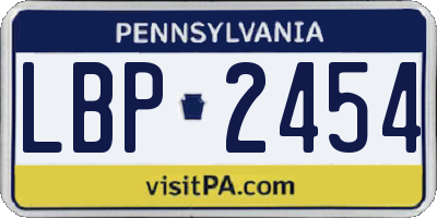 PA license plate LBP2454