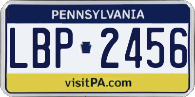 PA license plate LBP2456