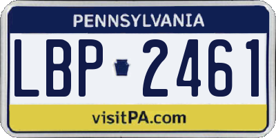 PA license plate LBP2461