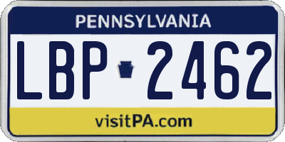 PA license plate LBP2462