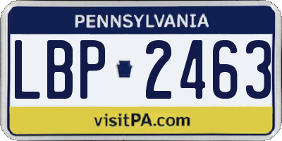 PA license plate LBP2463