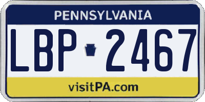 PA license plate LBP2467