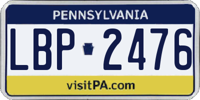 PA license plate LBP2476