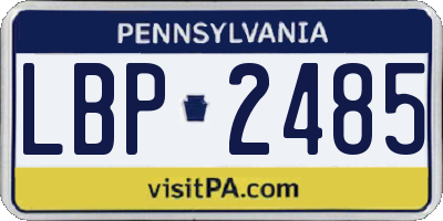 PA license plate LBP2485