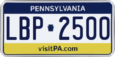 PA license plate LBP2500