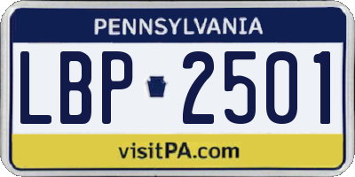 PA license plate LBP2501