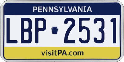 PA license plate LBP2531