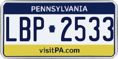 PA license plate LBP2533