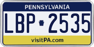PA license plate LBP2535