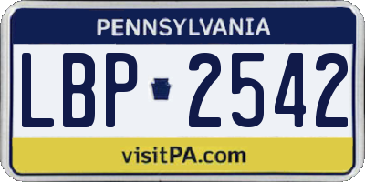 PA license plate LBP2542