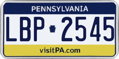 PA license plate LBP2545
