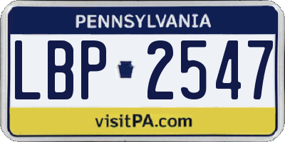 PA license plate LBP2547