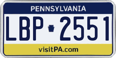 PA license plate LBP2551