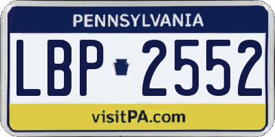 PA license plate LBP2552