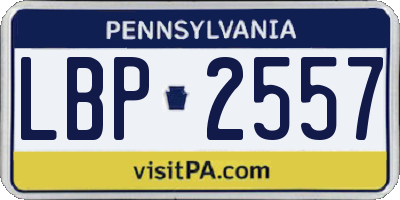 PA license plate LBP2557