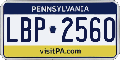 PA license plate LBP2560