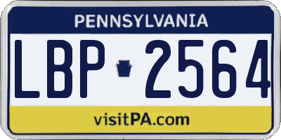 PA license plate LBP2564