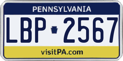 PA license plate LBP2567