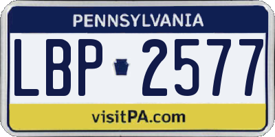 PA license plate LBP2577
