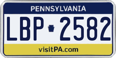 PA license plate LBP2582